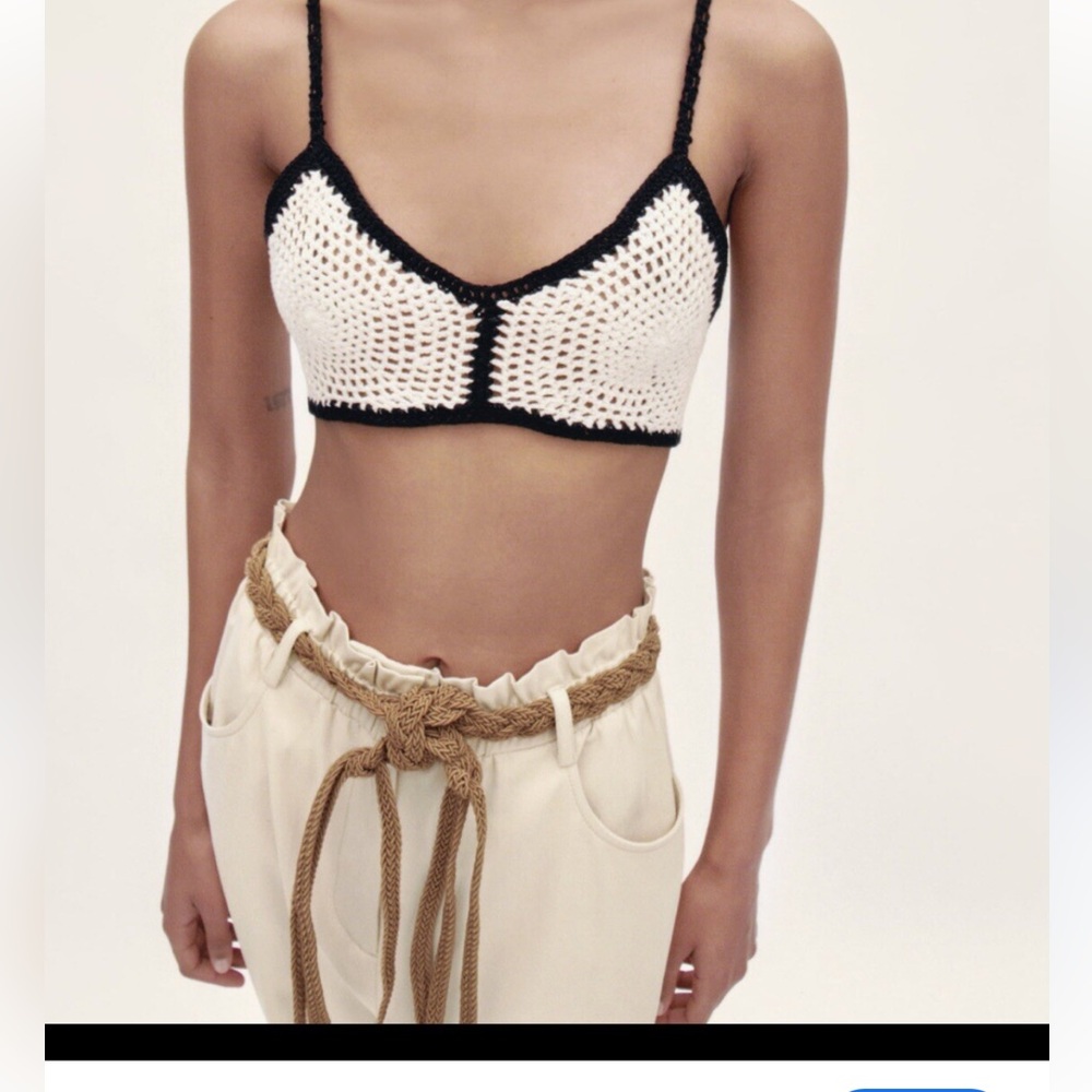 Zara Black and White Crochet Bralette Top